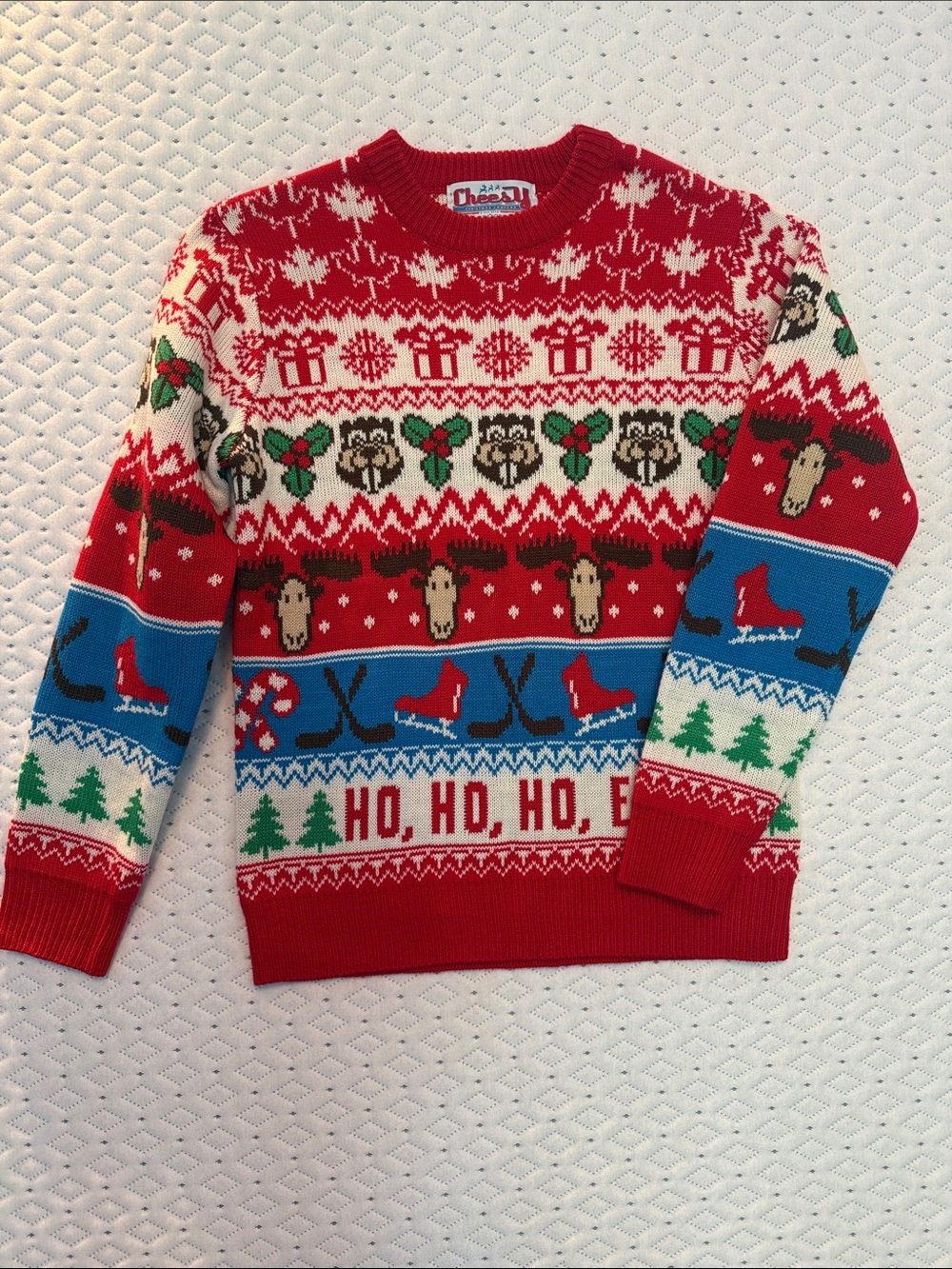 Cheerful Red Holiday Crewneck Sweater - Men